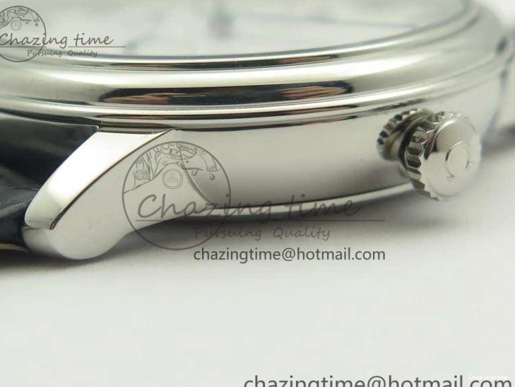 0218 Fashionable De Ville Prestige Real Power Reserve SS TW 1:1 Best Edition White Dial Blue Markers On Leather Strap A 8094